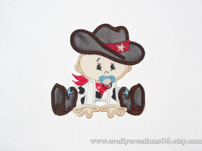 Little Cowboy Baby Applique Embroidery 3.5" 4" 4.5" 5" 6" 7" | PES DST JEF | Artapli