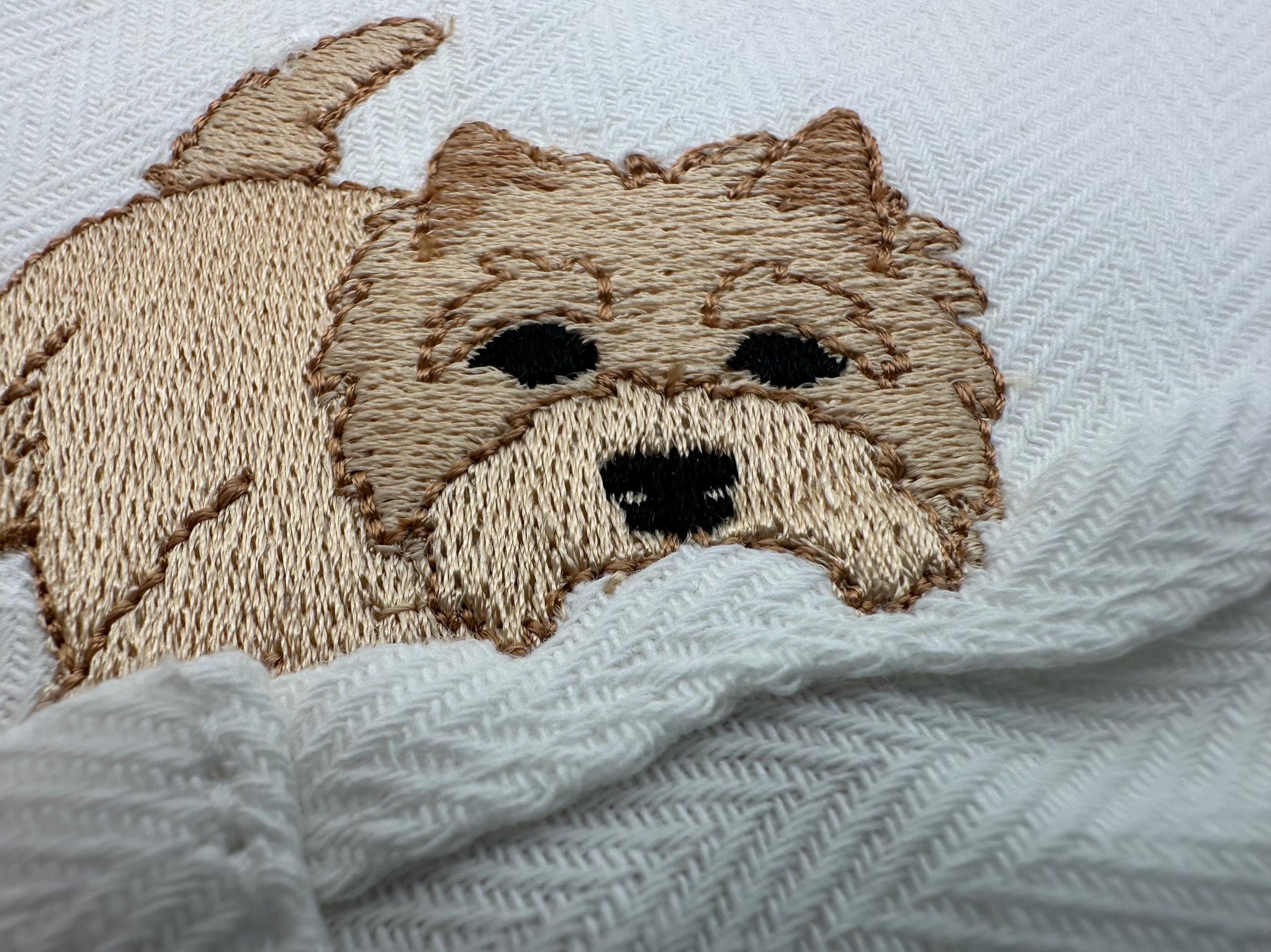 Playing Cairn Terrier Puppy Dog Mama kitchen dish towel pet animal kids machine embroidery designs ITH