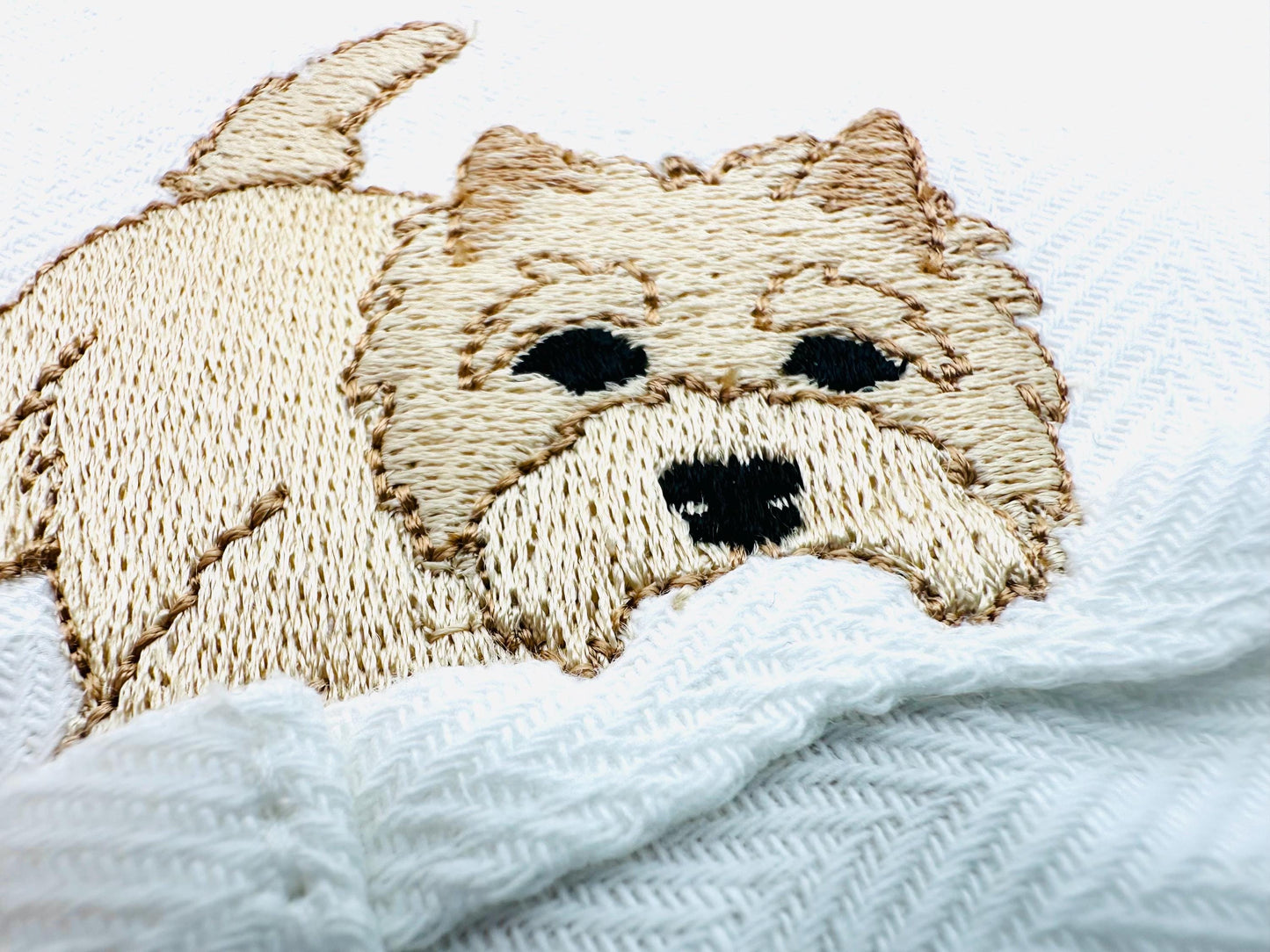 Playing Cairn Terrier Puppy Dog Mama kitchen dish towel pet animal kids machine embroidery designs ITH