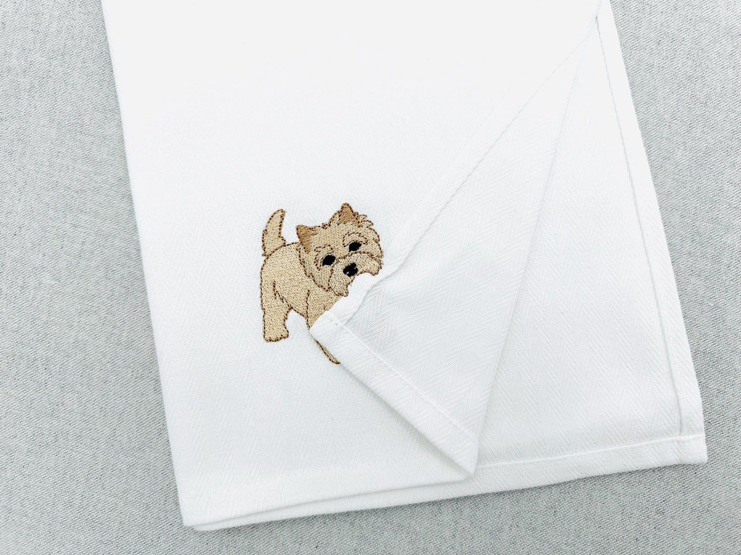 Playing Cairn Terrier Puppy Dog Mama kitchen dish towel pet animal kids machine embroidery designs ITH