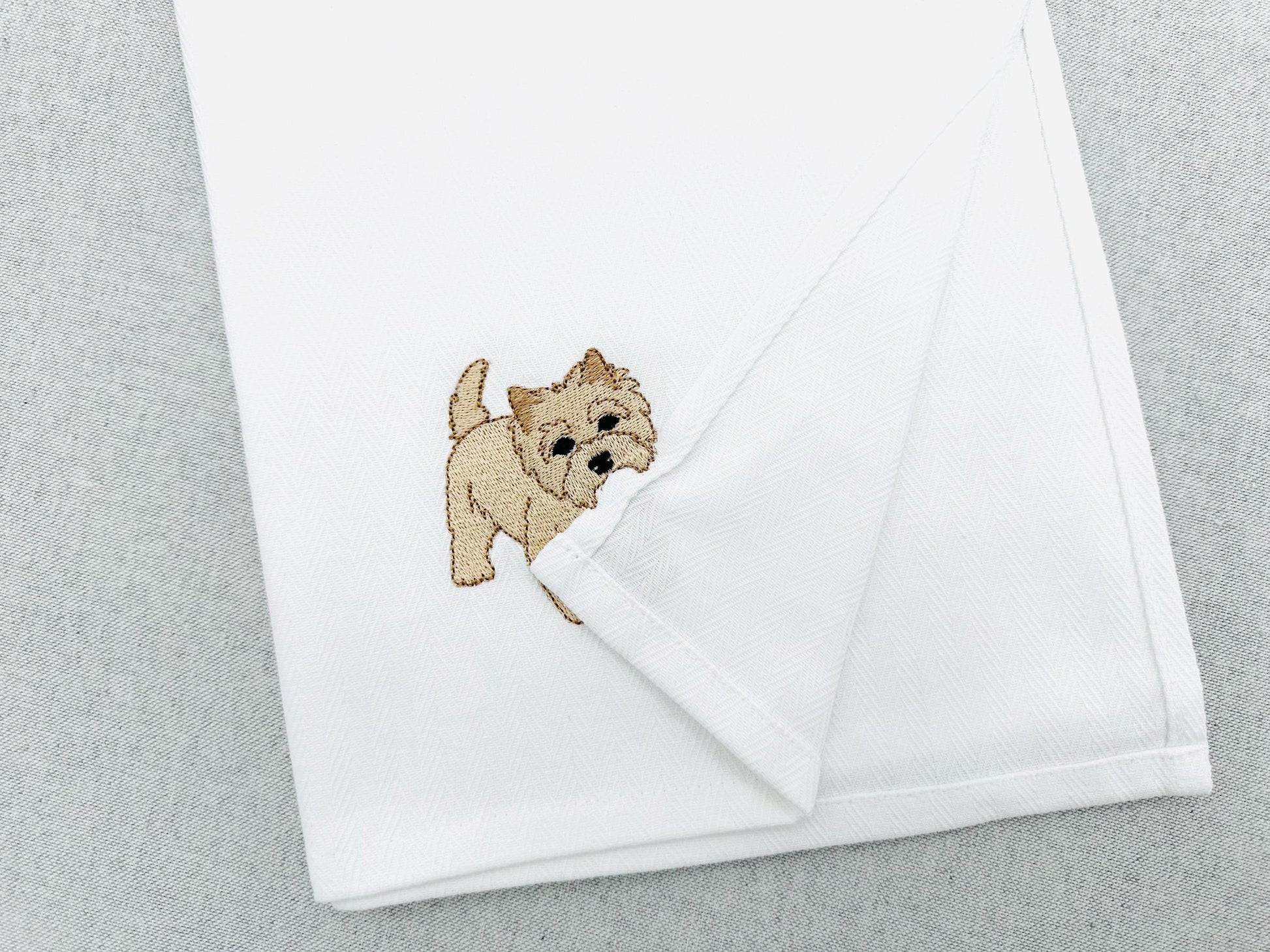 Playing Cairn Terrier Puppy Dog Mama kitchen dish towel pet animal kids machine embroidery designs ITH