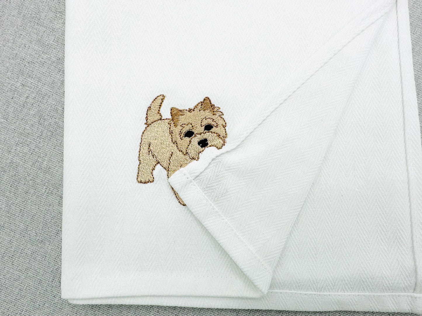 Playing Cairn Terrier Puppy Dog Mama kitchen dish towel pet animal kids machine embroidery designs ITH