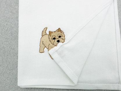 Playing Cairn Terrier Puppy Dog Mama kitchen dish towel pet animal kids machine embroidery designs ITH