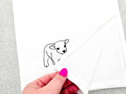 Playing Little Lamb Baby Sheep kitchen dish towel Farm animal kids machine embroidery designs ITH