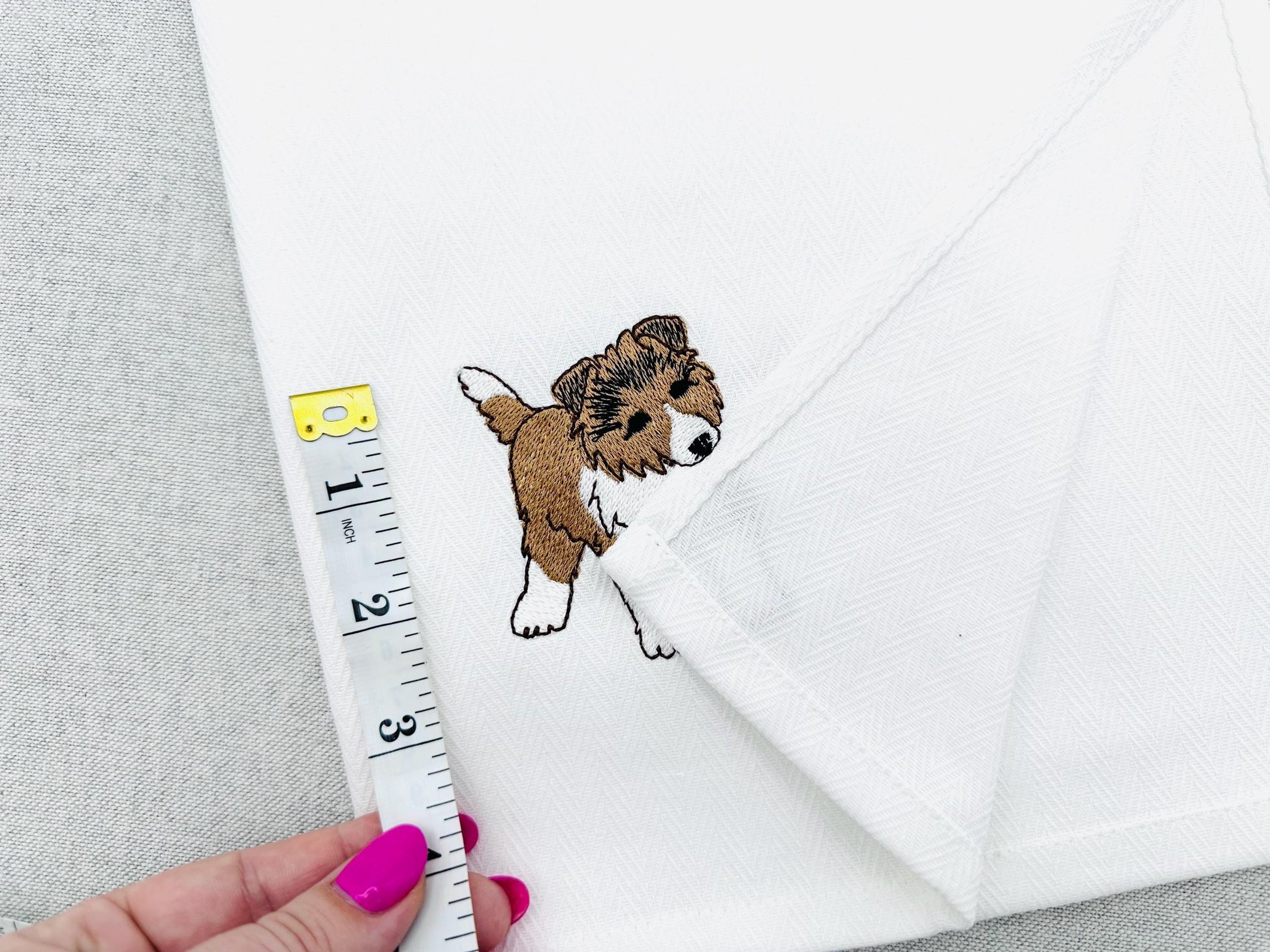 Playing Collie Puppy Dog Mama kitchen dish towel pet animal Thief kids machine embroidery designs ITH