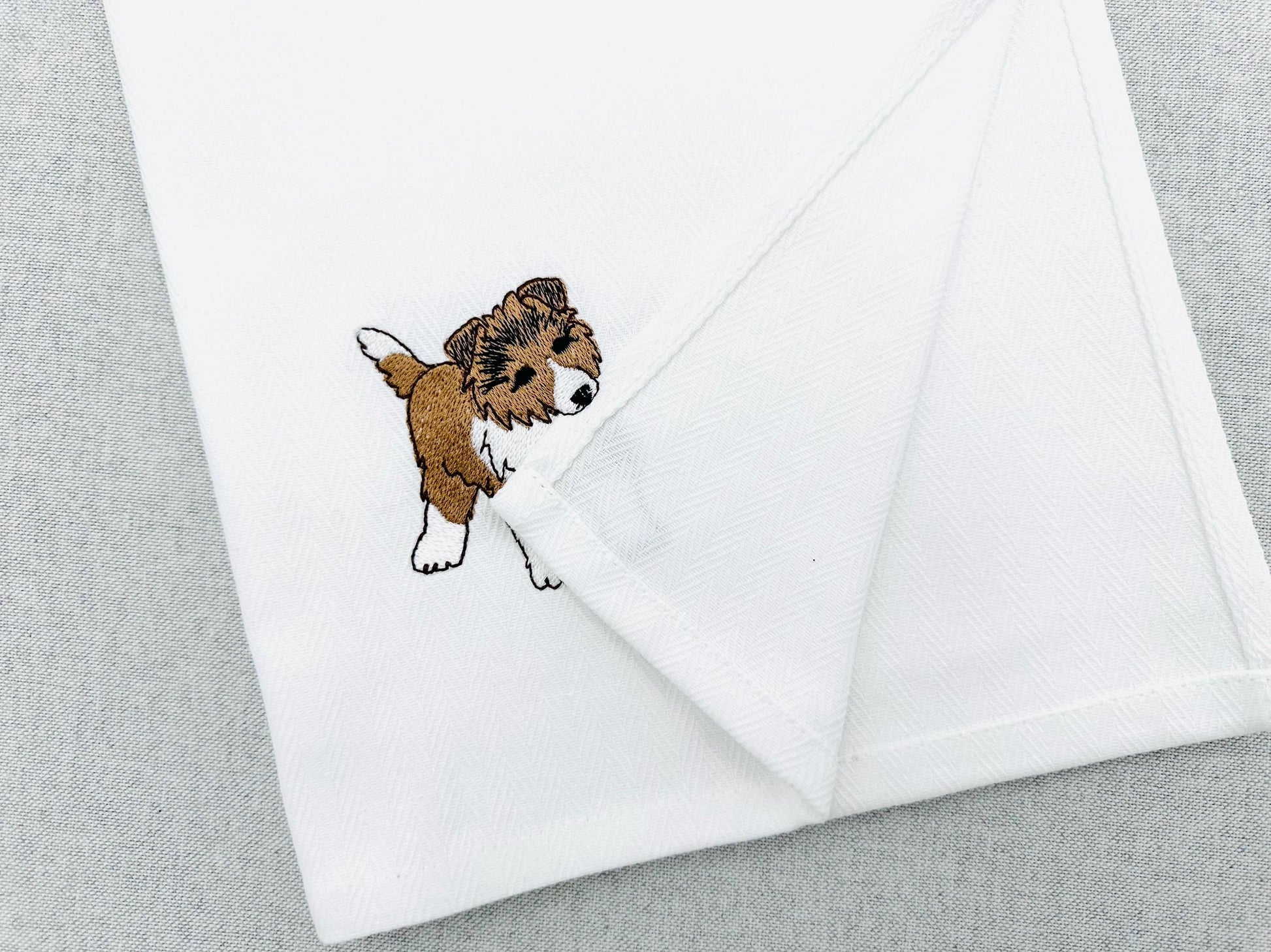 Playing Collie Puppy Dog Mama kitchen dish towel pet animal Thief kids machine embroidery designs ITH