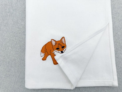 Playing Little Baby Fox Cub kitchen dish towel wild animal Thief kids machine embroidery designs ITH