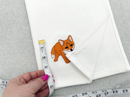 Playing Little Baby Fox Cub kitchen dish towel wild animal Thief kids machine embroidery designs ITH
