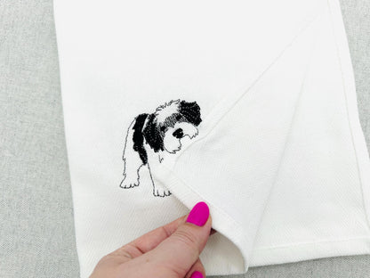 Playing Schapendoes Dutch Sheepdog Puppy Dog kitchen dish towel pet animal machine embroidery designs ITH