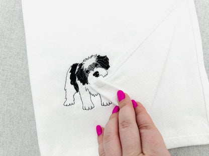 Playing Schapendoes Dutch Sheepdog Puppy Dog kitchen dish towel pet animal machine embroidery designs ITH