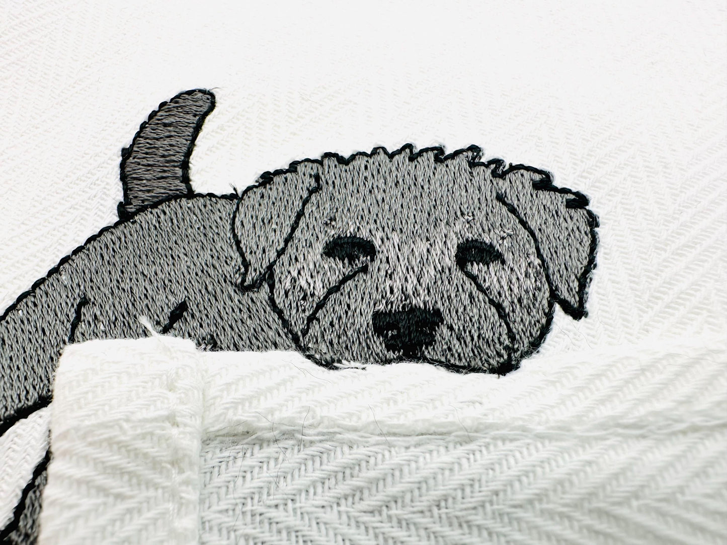 Playing Bouvier des Flandres Puppy Dog Mama kitchen dish towel pet animal machine embroidery designs ITH