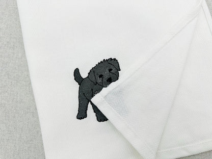 Playing Bouvier des Flandres Puppy Dog Mama kitchen dish towel pet animal machine embroidery designs ITH