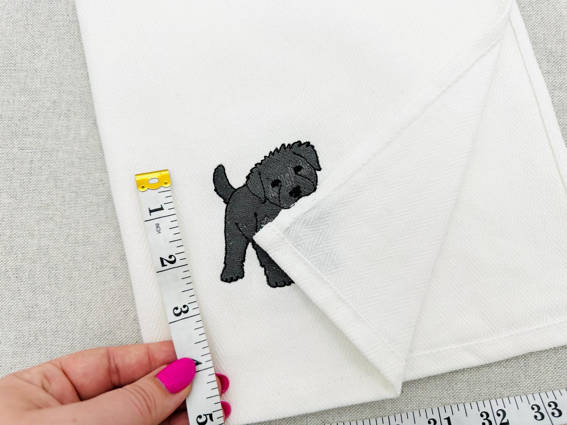 Playing Bouvier des Flandres Puppy Dog Mama kitchen dish towel pet animal machine embroidery designs ITH