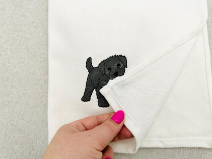 Playing Bouvier des Flandres Puppy Dog Mama kitchen dish towel pet animal machine embroidery designs ITH