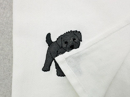 Playing Bouvier des Flandres Puppy Dog Mama kitchen dish towel pet animal machine embroidery designs ITH