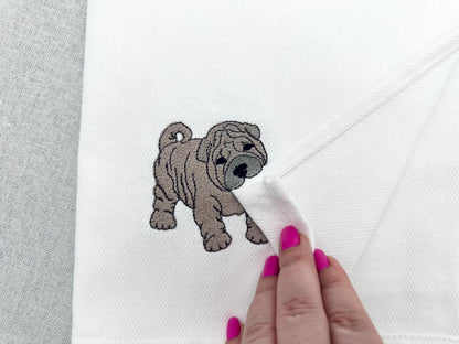 Playing Shar Pei Puppy Dog Mama kitchen dish towel pet animal Thief kids machine embroidery designs ITH
