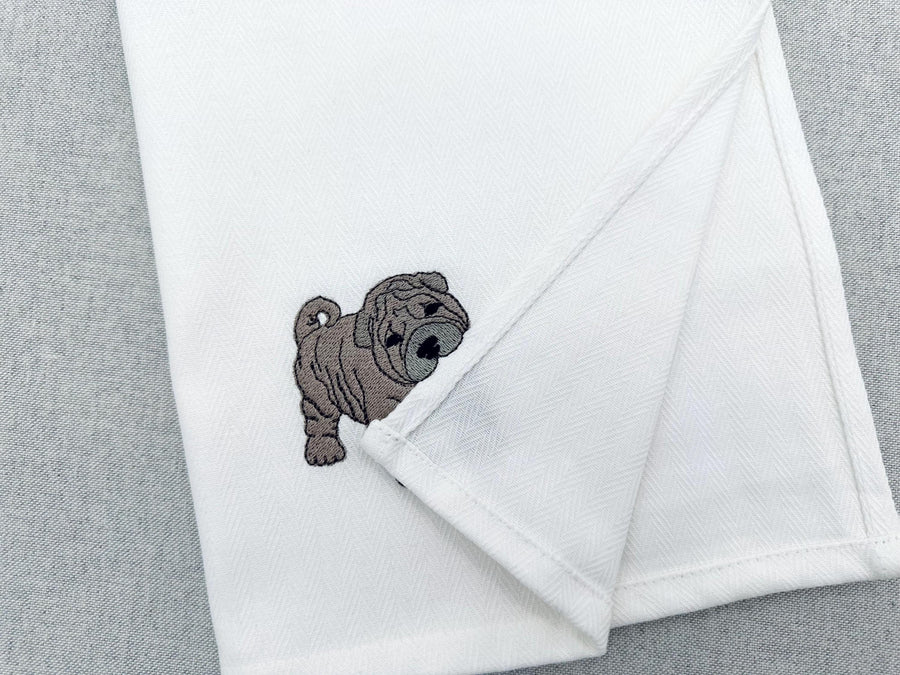 Playing Shar Pei Puppy Dog Mama kitchen dish towel pet animal Thief kids machine embroidery designs ITH