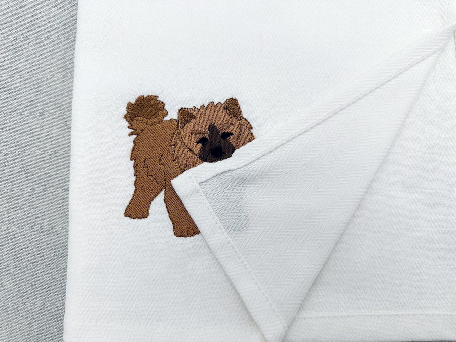 Playing little Eurasier Puppy Dog Mama kitchen dish towel pet animal kids machine embroidery designs ITH