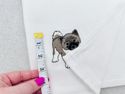 Playing American Akita Puppy Dog Mama kitchen dish towel pet animal machine embroidery designs ITH