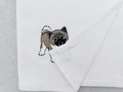 Playing American Akita Puppy Dog Mama kitchen dish towel pet animal machine embroidery designs ITH