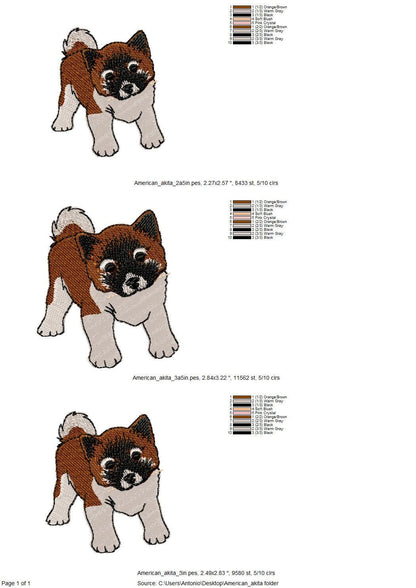 Playing American Akita Puppy Dog Mama kitchen dish towel pet animal machine embroidery designs ITH