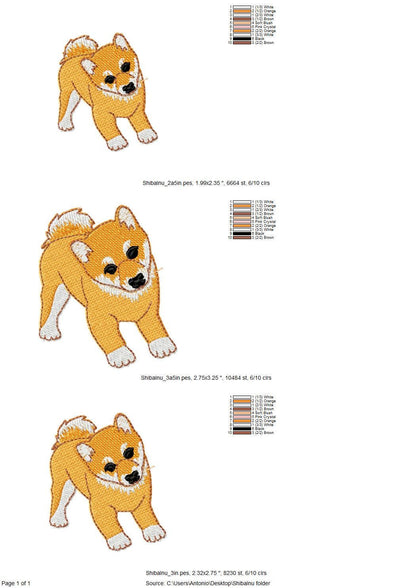 Playing Shiba Inu Puppy Dog Mama kitchen dish towel pet animal Thief kids machine embroidery designs ITH