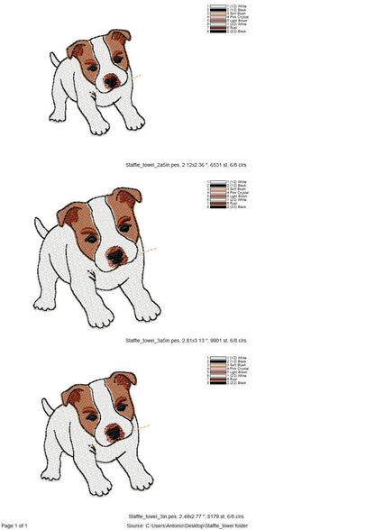 Playing Staffordshire Staffy Stafford Puppy Dog kitchen dish towel animal machine embroidery designs ITH