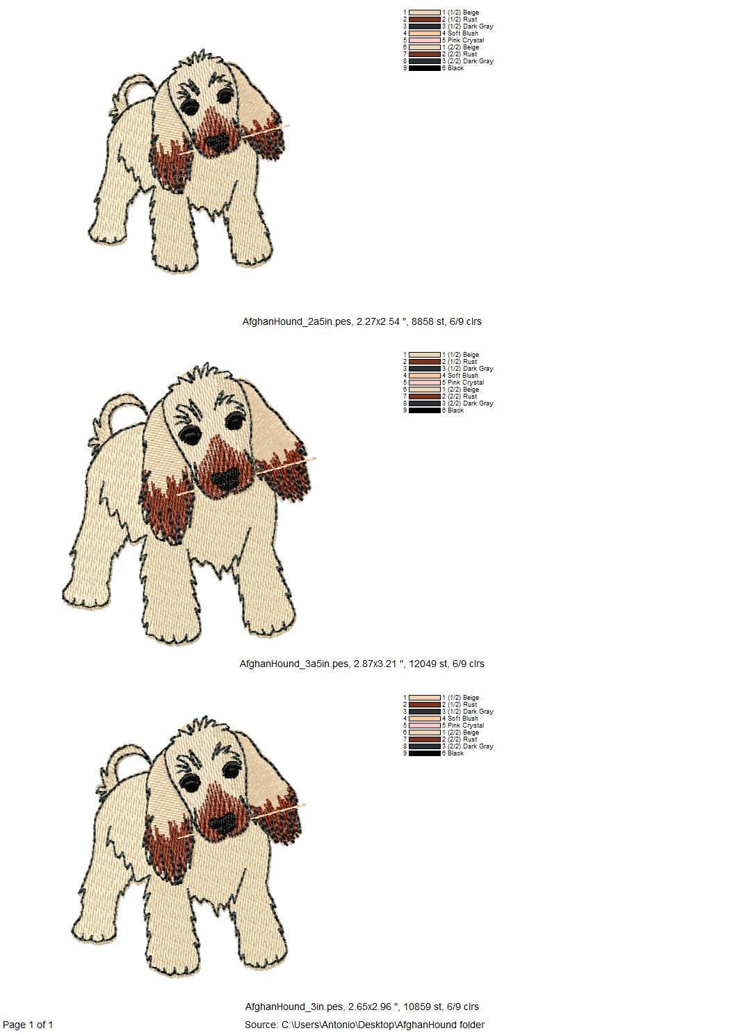 Playing Afghan Hound Puppy Dog Mama kitchen dish towel pet animal machine embroidery designs ITH