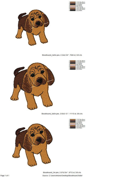 Playing Bloodhound Puppy Dog Mama kitchen dish towel pet animal Thief machine embroidery designs ITH