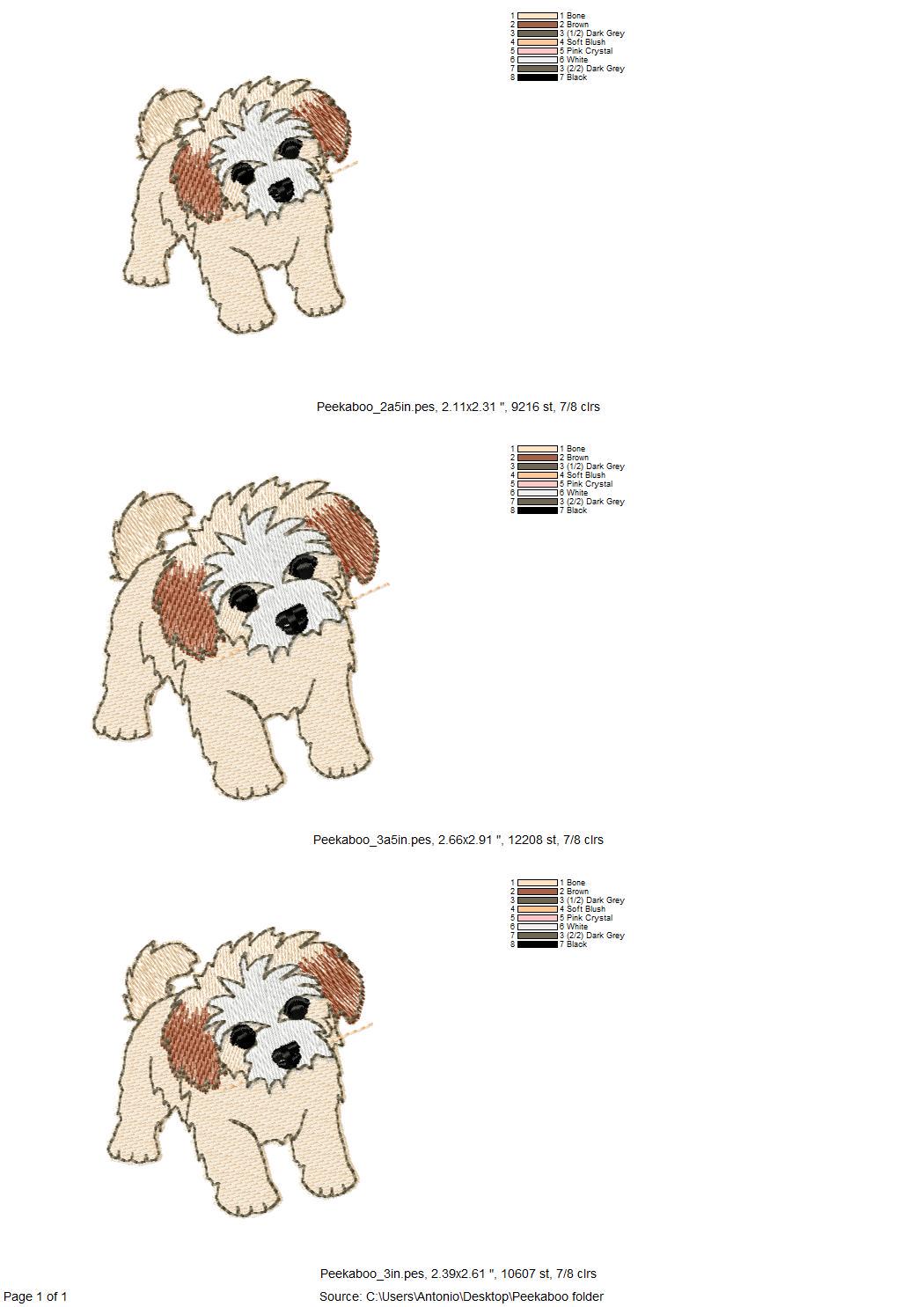 Playing Peekaboo Puppy Dog Mama kitchen dish towel pet animal Thief kids machine embroidery designs ITH