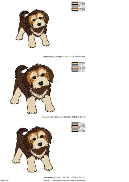 Playing Shepadoodle Puppy Dog Mama kitchen dish towel pet animal Thief kids machine embroidery designs ITH