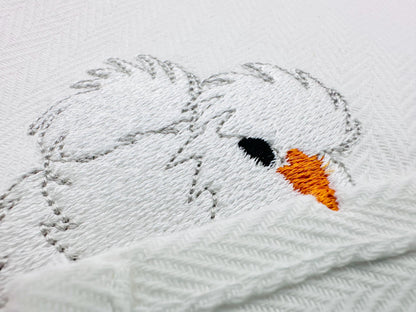 Playing Silkie Chicken Animal Thief kitchen dish towel Farm bird Chicken Mama machine embroidery designs ITH