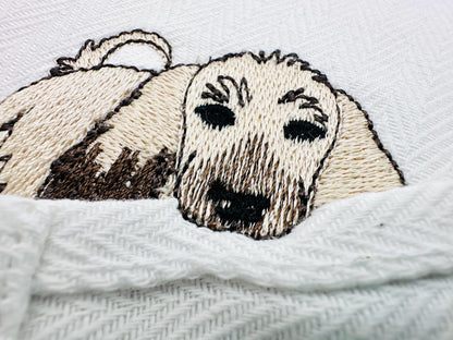 Playing Afghan Hound Puppy Dog Mama kitchen dish towel pet animal machine embroidery designs ITH