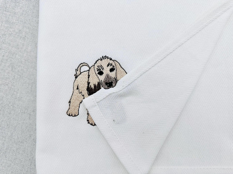 Playing Afghan Hound Puppy Dog Mama kitchen dish towel pet animal machine embroidery designs ITH