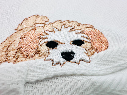 Playing Peekaboo Puppy Dog Mama kitchen dish towel pet animal Thief kids machine embroidery designs ITH