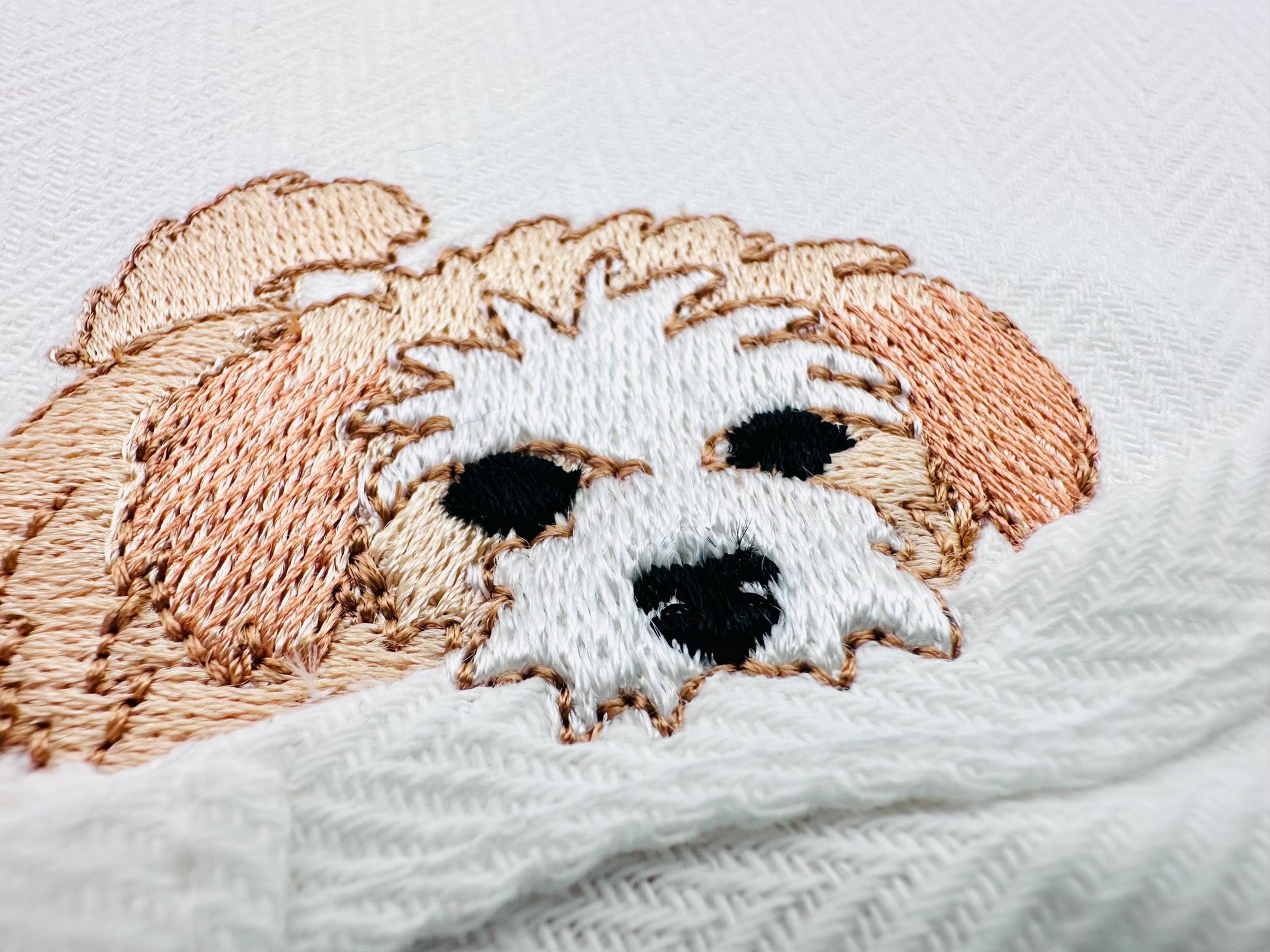 Playing Peekaboo Puppy Dog Mama kitchen dish towel pet animal Thief kids machine embroidery designs ITH