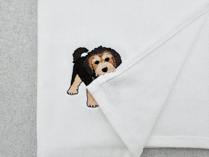 Playing Shepadoodle Puppy Dog Mama kitchen dish towel pet animal Thief kids machine embroidery designs ITH