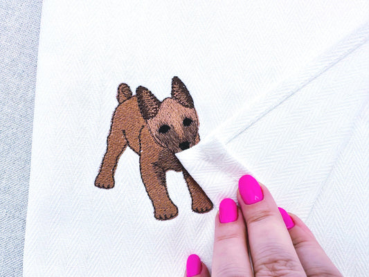 Playing Belgian Malinois Puppy Dog Mama kitchen dish towel pet animal Thief machine embroidery designs ITH