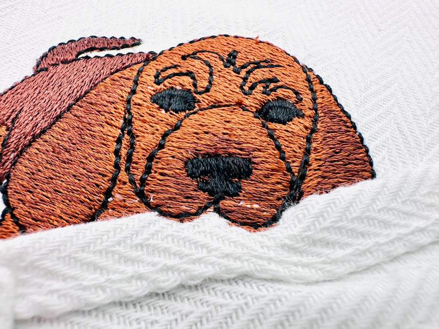 Playing Bloodhound Puppy Dog Mama kitchen dish towel pet animal Thief machine embroidery designs ITH