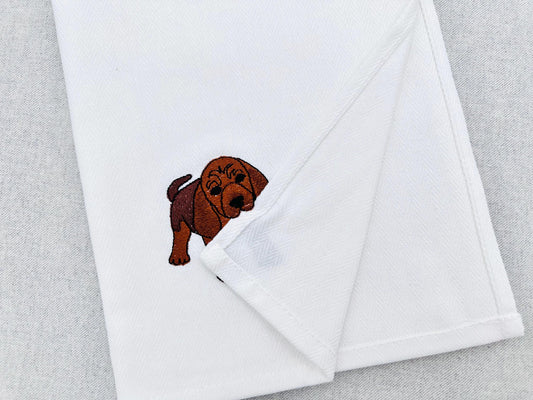 Playing Bloodhound Puppy Dog Mama kitchen dish towel pet animal Thief machine embroidery designs ITH