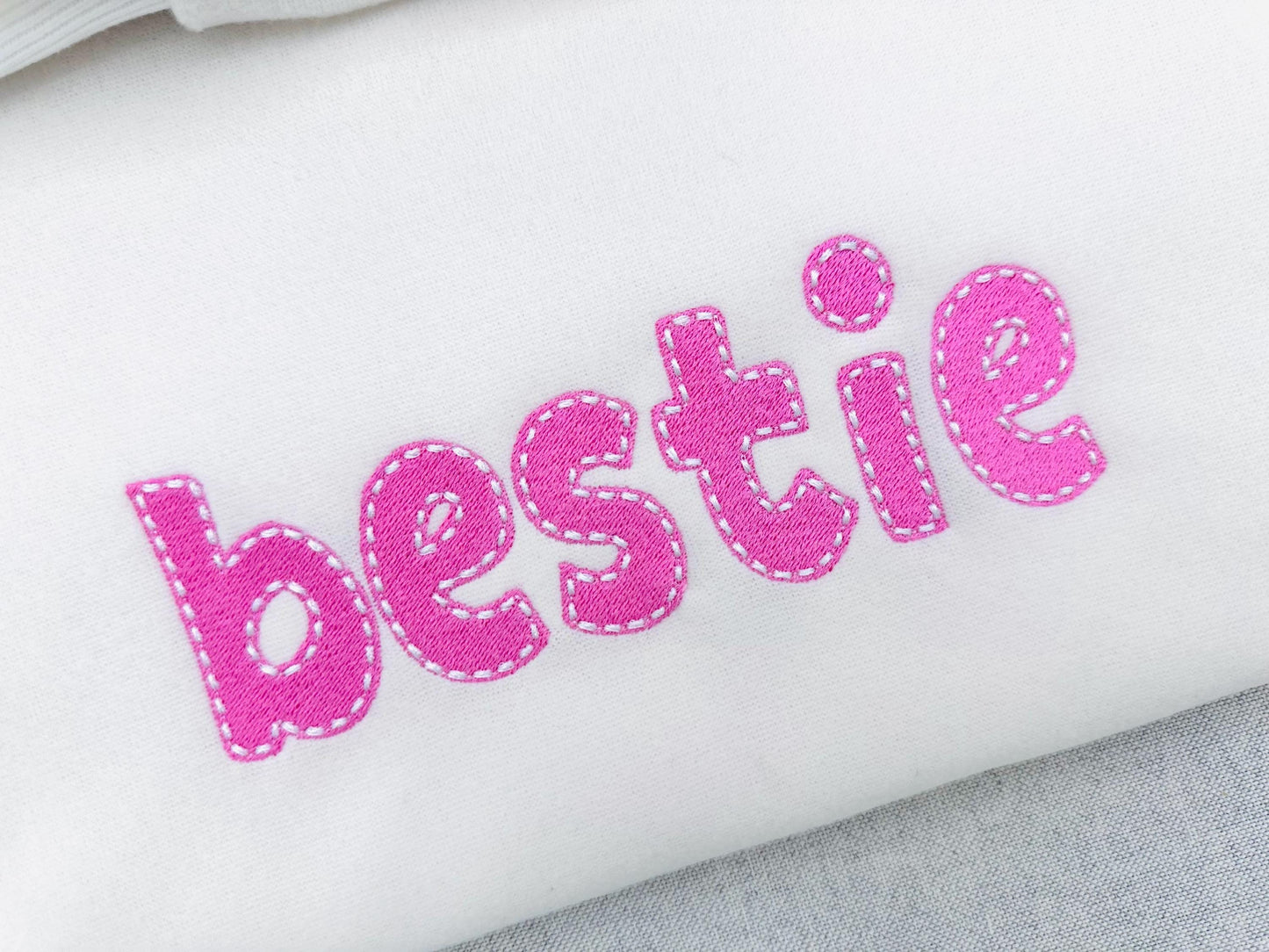 Fill stitch Melany FONT with hand-stitch look top machine embroidery designs kids fancy Alphabet