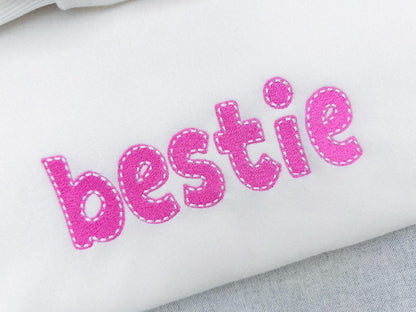 Fill stitch Melany FONT with hand-stitch look top machine embroidery designs kids fancy Alphabet