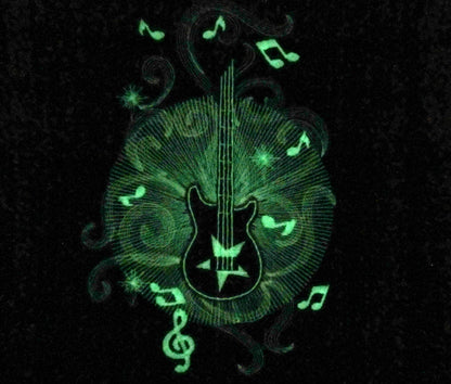 Magic Rock Guitar Glow in the dark special thread machine embroidery designs