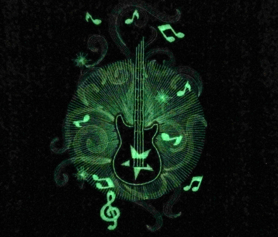 Magic Rock Guitar Glow in the dark special thread machine embroidery designs