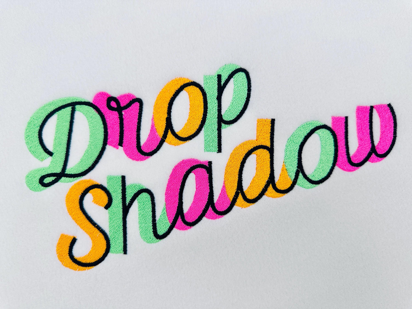 Handwritten Drop Shadow Pop FONT fill stitch double 2 color Alphabet letters Monogram machine embroidery designs