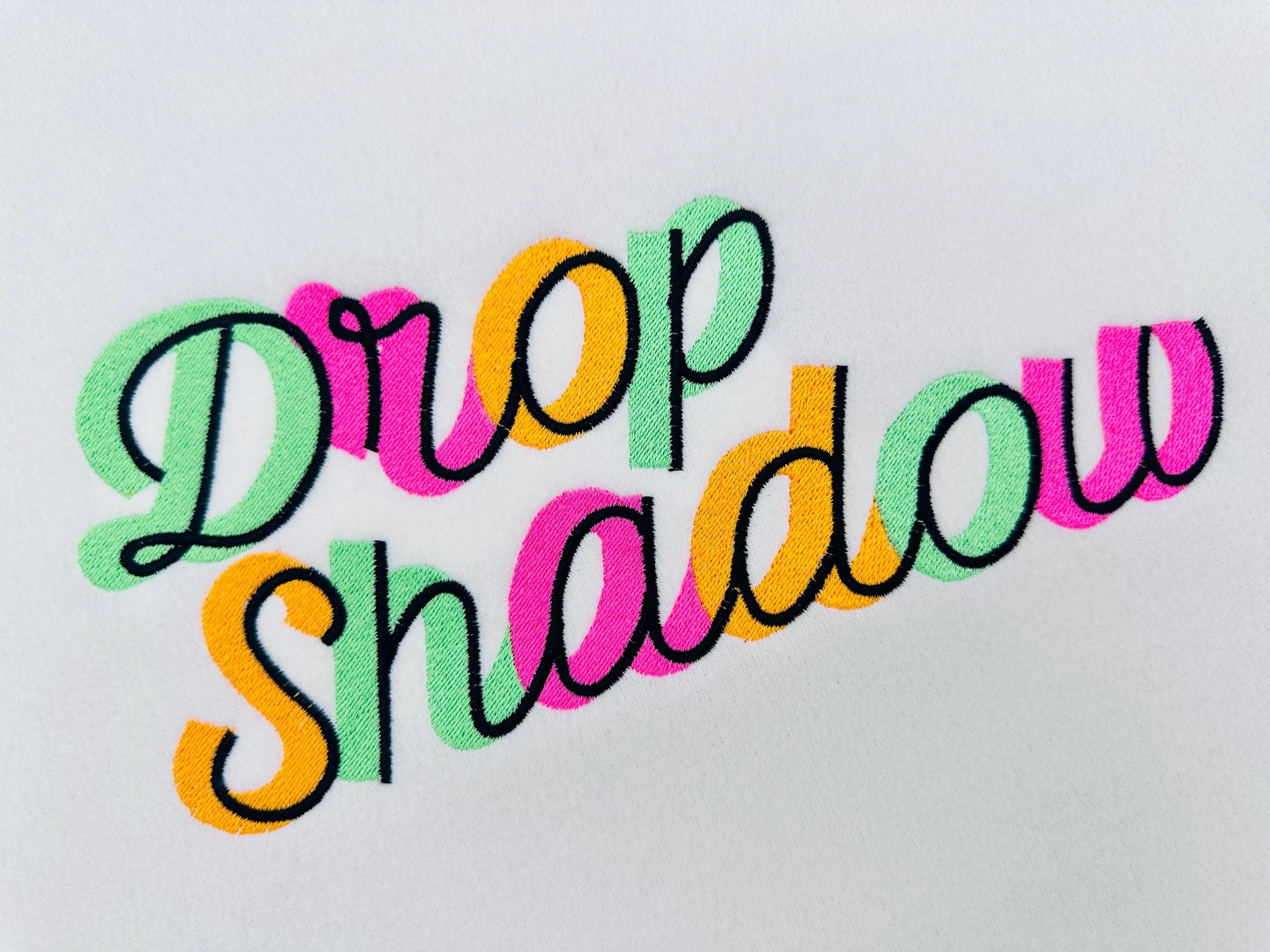Handwritten Drop Shadow Pop FONT fill stitch double 2 color Alphabet letters Monogram machine embroidery designs