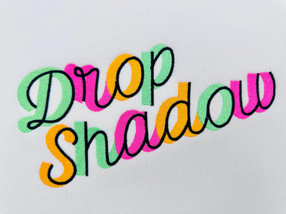 Handwritten Drop Shadow Pop FONT fill stitch double 2 color Alphabet letters Monogram machine embroidery designs