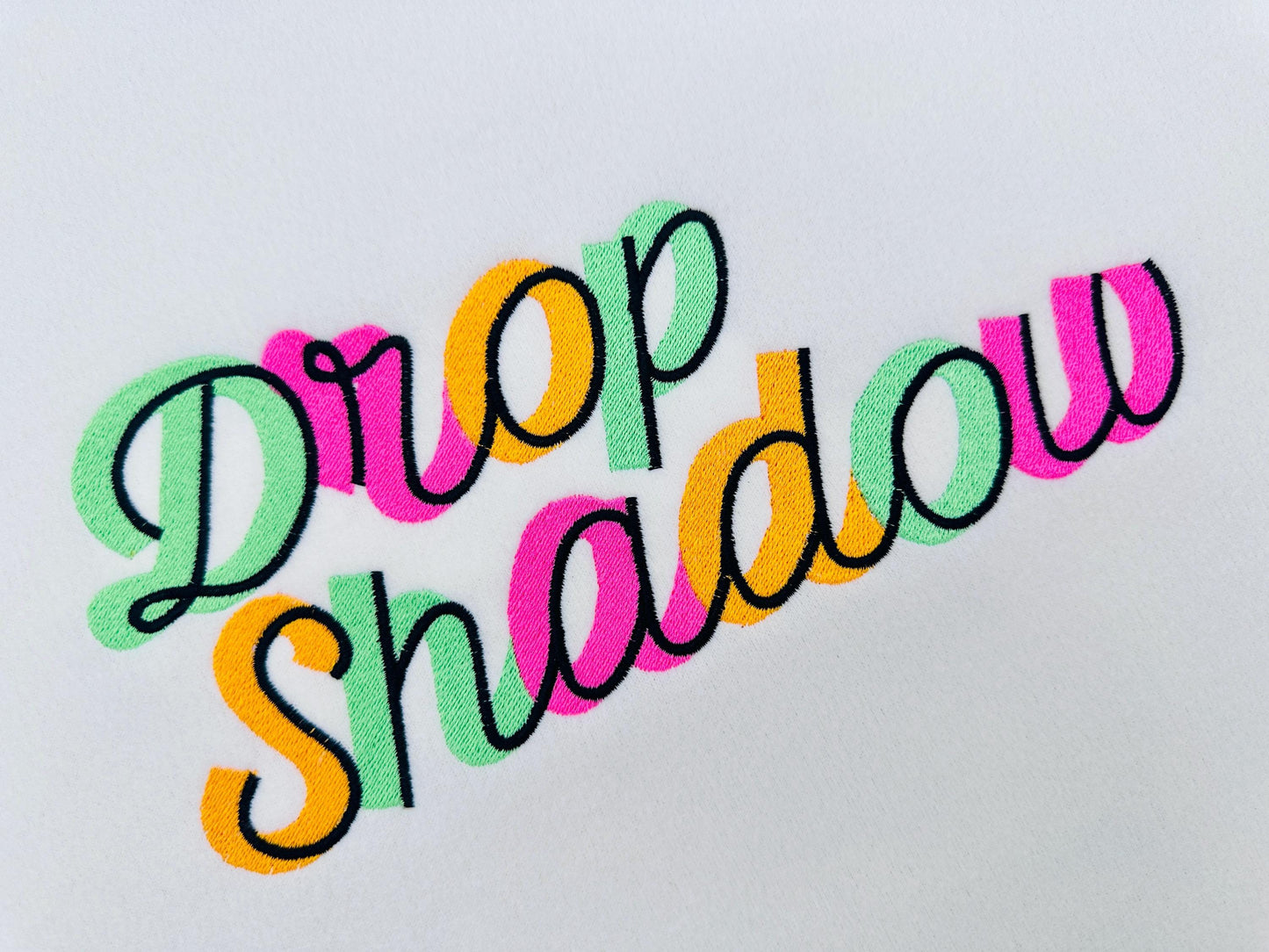 Handwritten Drop Shadow Pop FONT fill stitch double 2 color Alphabet letters Monogram machine embroidery designs