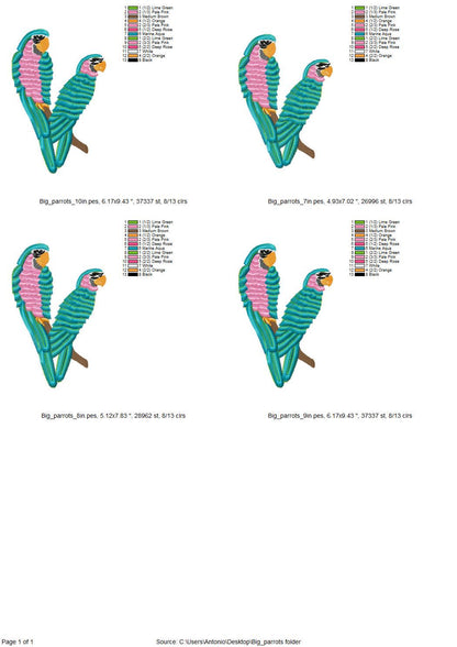 Fringed Fluffy Macaw big Parrot bird fringe chenille special WS thread machine embroidery designs