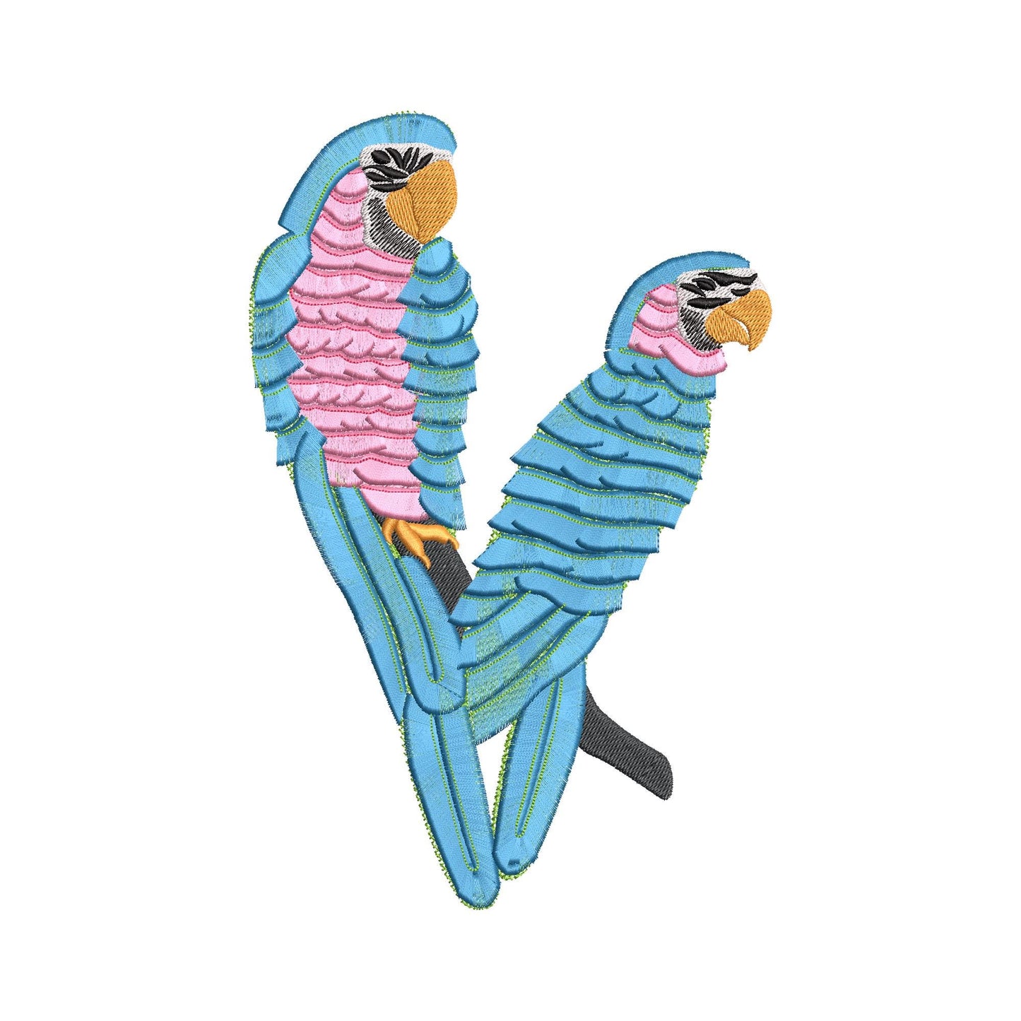 Fringed Fluffy Macaw big Parrot bird fringe chenille special WS thread machine embroidery designs